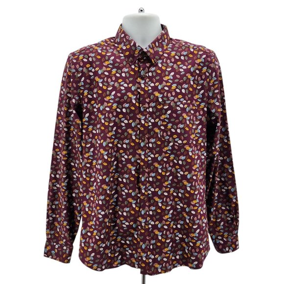 NEW Paisley & Gray Mens Large 17 Shirt Slim Fit Winery Leaf Pattern Button - Picture 11 of 11